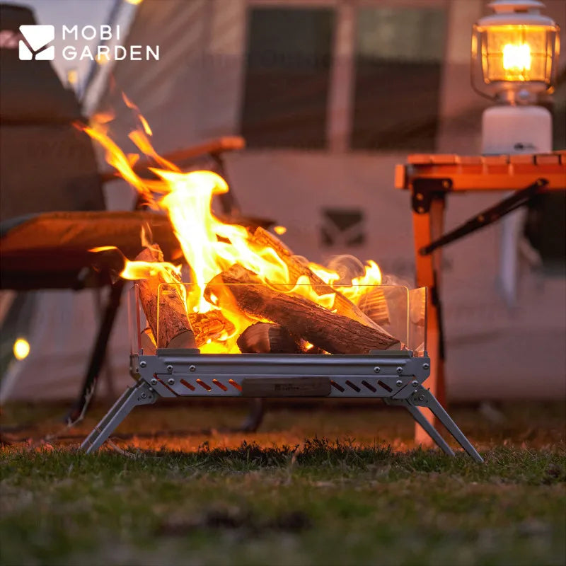 MOBI GARDEN Outdoor Camping Firewood Stove Burning Fire Platform 5.7KG Stove Cooking Tea Stainless Steel Heating Bonfire Rack