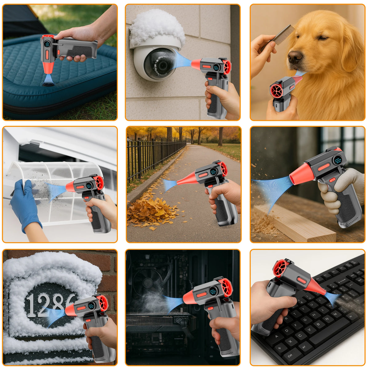 Turbo Fan Air Duster Air Blower Electric Dust Collector Hair Dryer Violent Jet Fan Cleaning Tools Universal Auto Accessories for Car Computer Keyboard Home Outdoors Camping