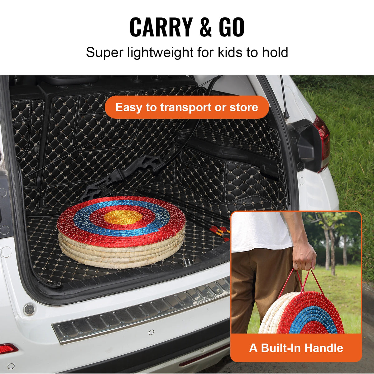 SucceBuy  20in Traditional Solid Straw Round Archery Target Shooting Bow Coloured Rope Target 3/5 Layer for Shooting Practice