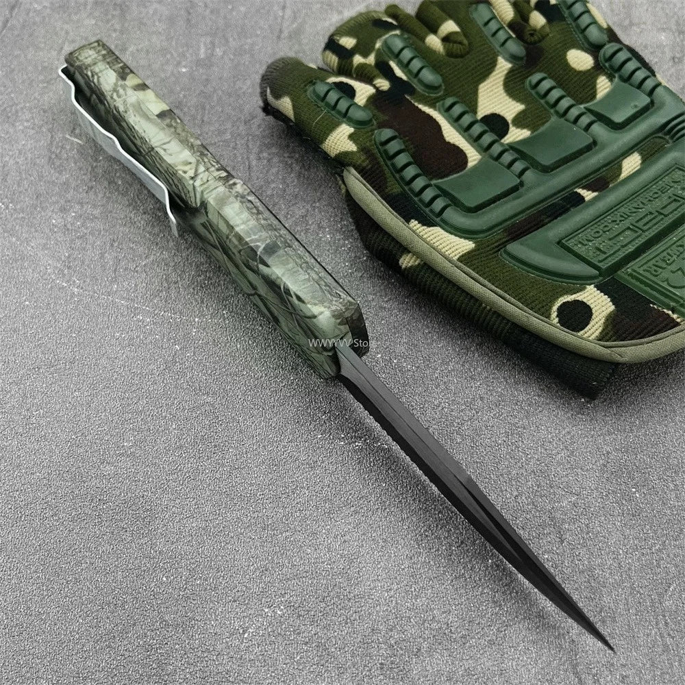 Multi-functional Pocket Folding Knife 440c Blade Green Zinc Alloy Handle with Pocket Clip Portable Outdoor Fruit Knife Camping Fishing Hunting Tool