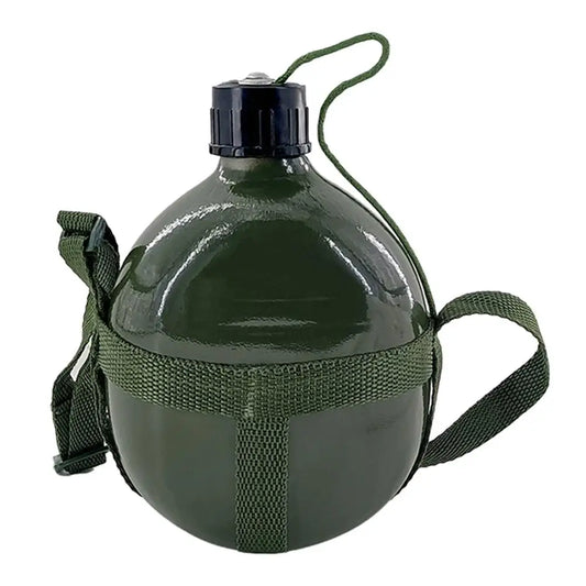 1/3L  Aluminium Chinese PLA Type 87 Water Canteen With Nylon Belt Portable Hiking Camping Outdoor Water Bottle 87 Canteen Kettle