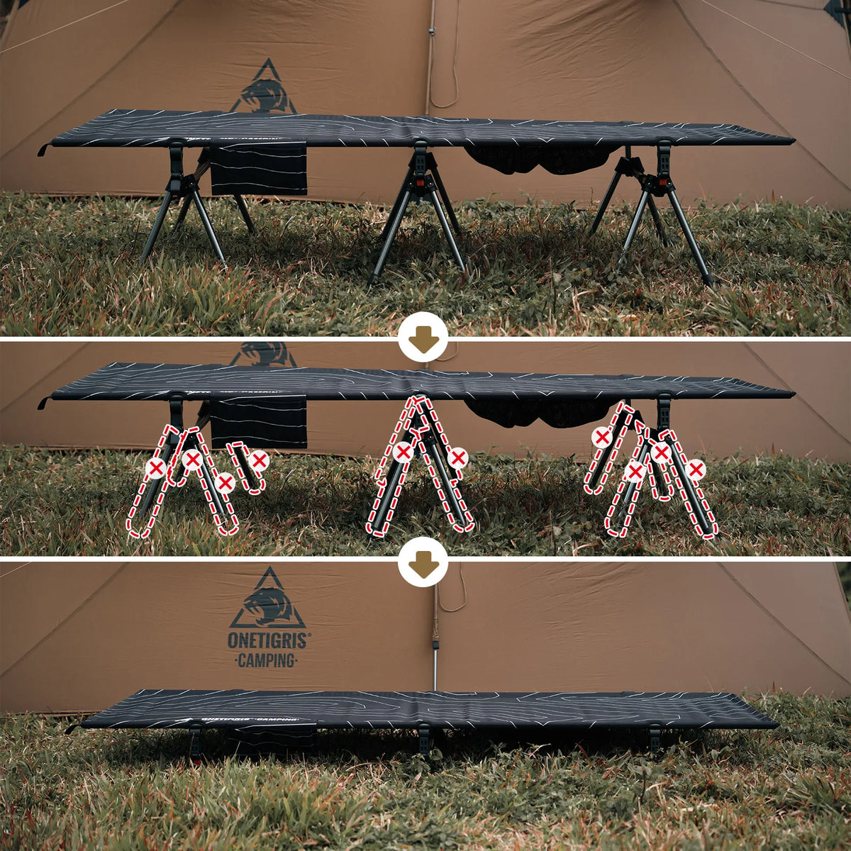 OneTigris Supranubis Camping Cot Ultralight Aluminum Alloy Folding Bed for Hiking Backpacking Travel Car Trips Sleeping Cot
