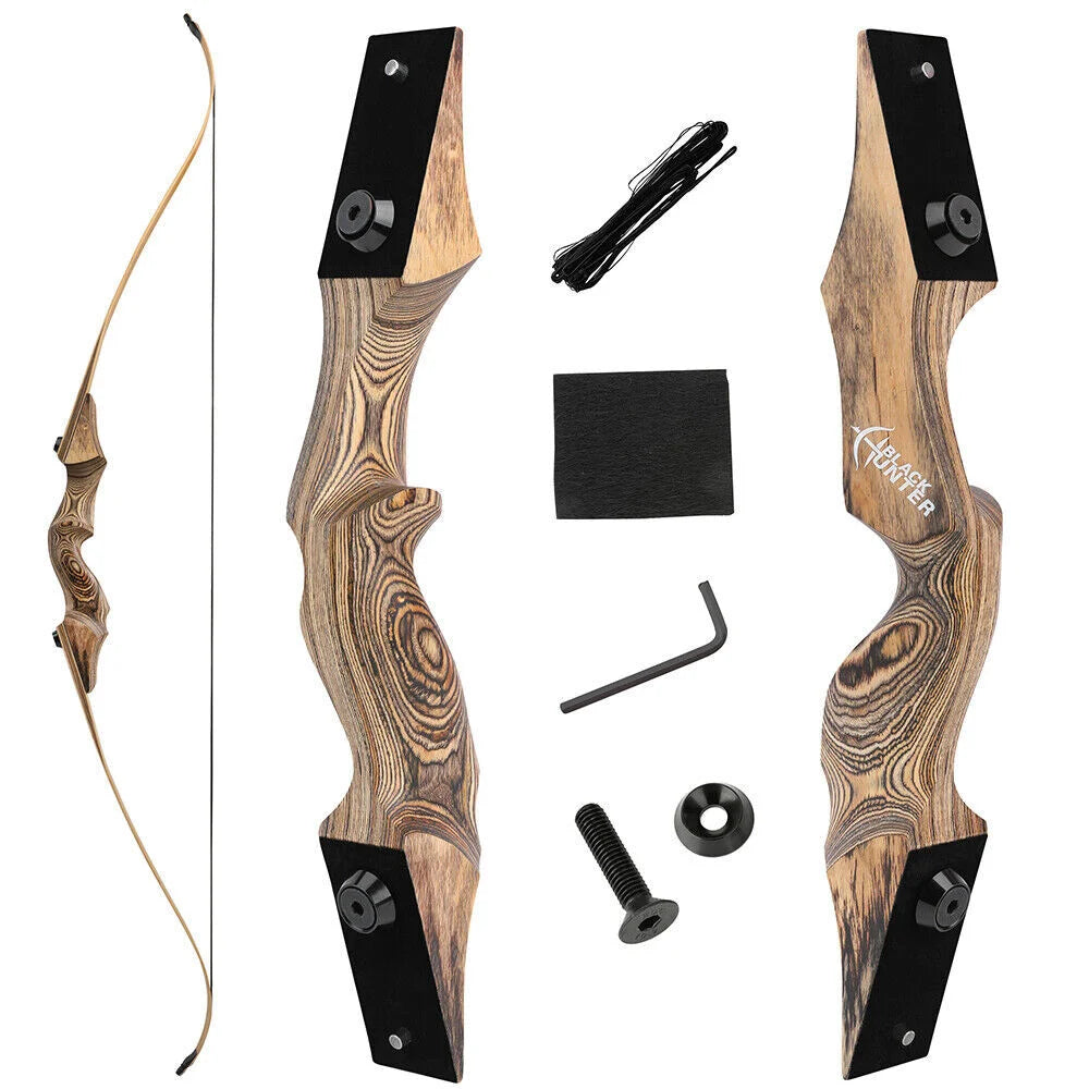 60" Takedown Hunting Recurve Bow Set30/45/60lbs Wooden Frame Stable Bamboo Core Limbs All-in-One Arrow Kit Right Hand Adult Archery Gear for Recreational Shooting Competition Training & Outdoor Small Game Hunting
